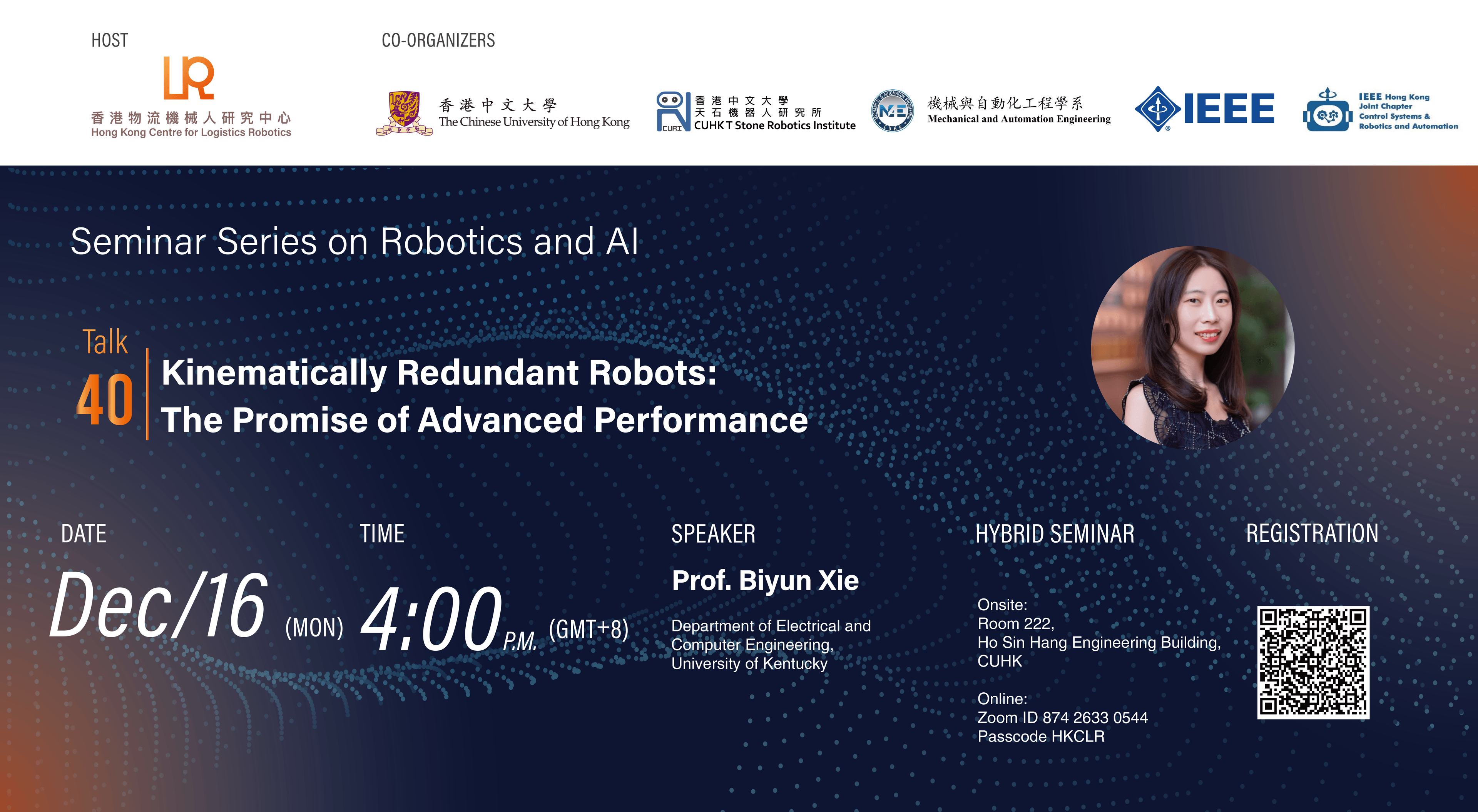 Invitation to the HKCLR Seminar Series on Robotics and AI – Talk 40