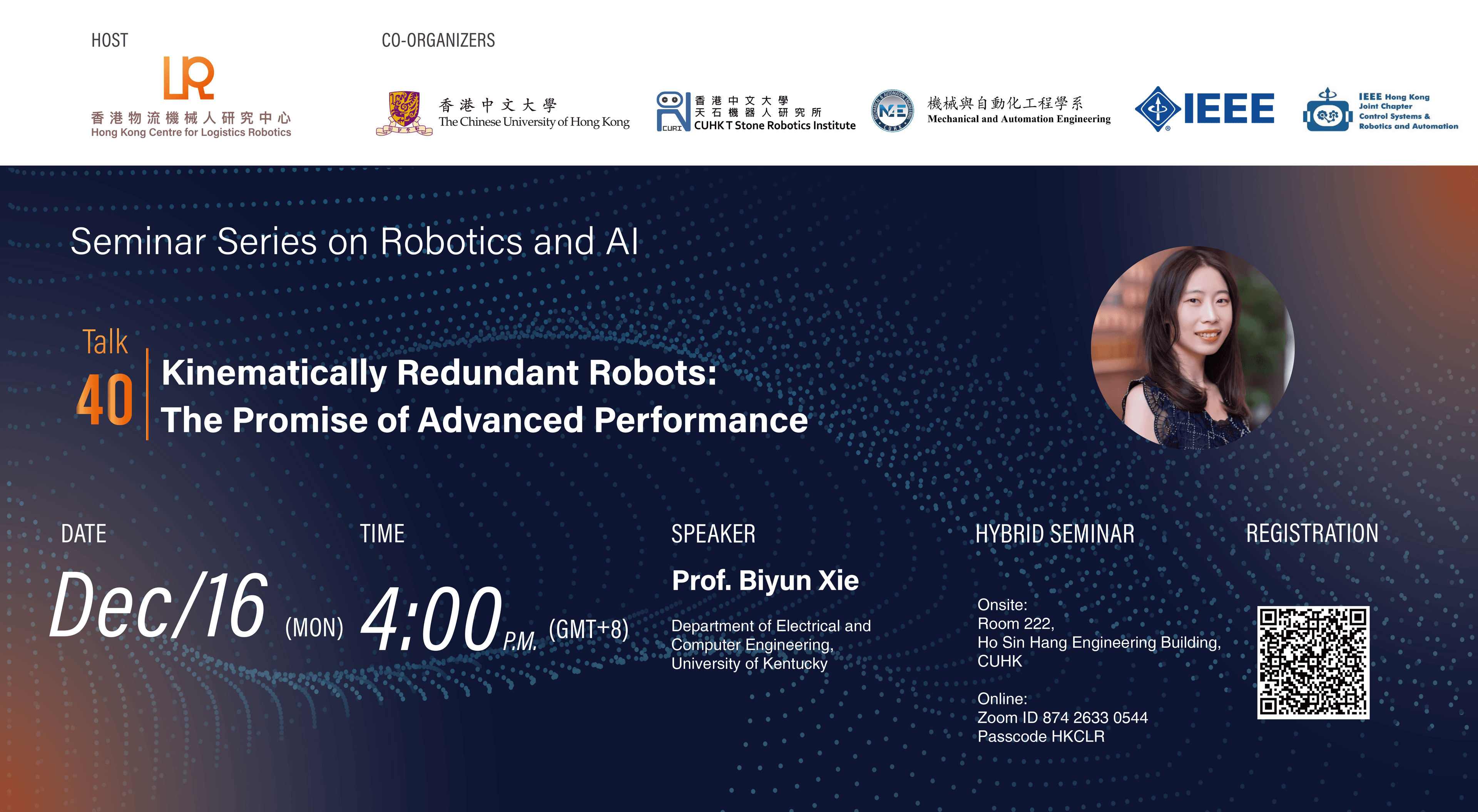 Invitation to the HKCLR Seminar Series on Robotics and AI – Talk 40