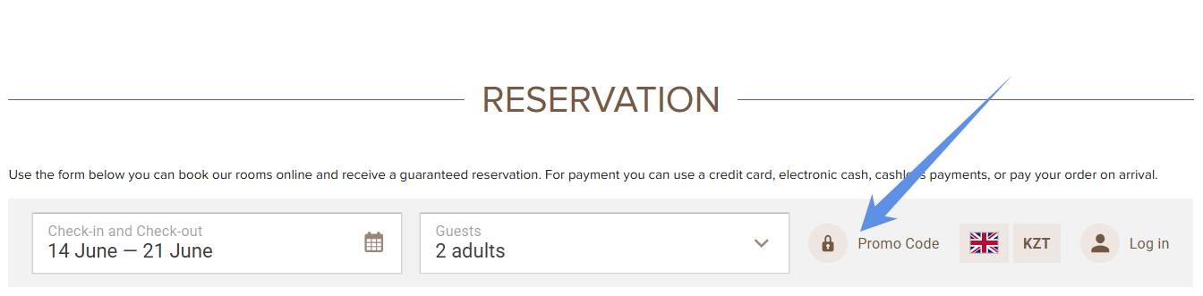 Promo code entry instructions